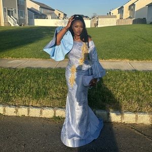 Custom West African Bazin dress. Eid/West African weddings/celebration